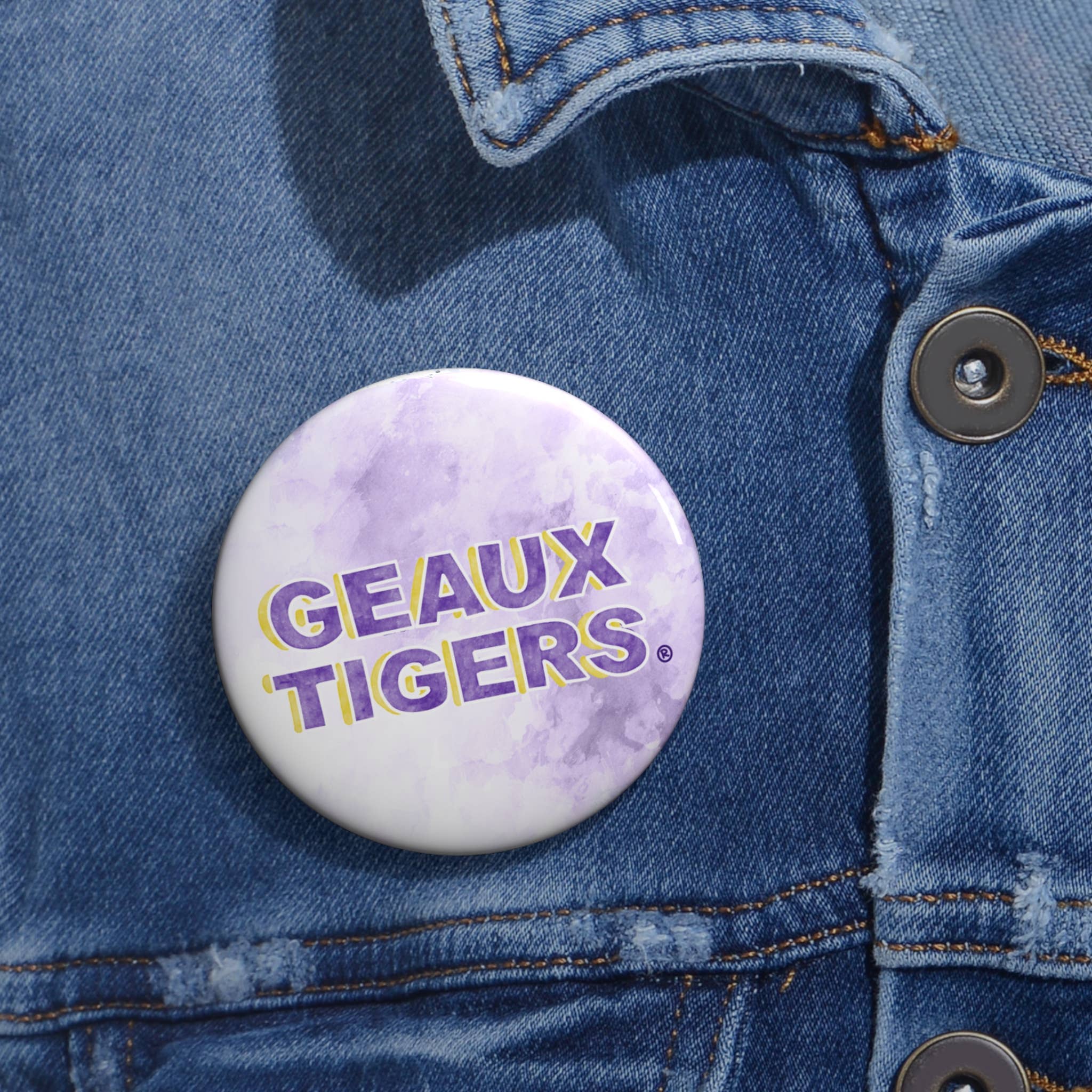SALE LSU "Geaux Tigers" Game Day Button
