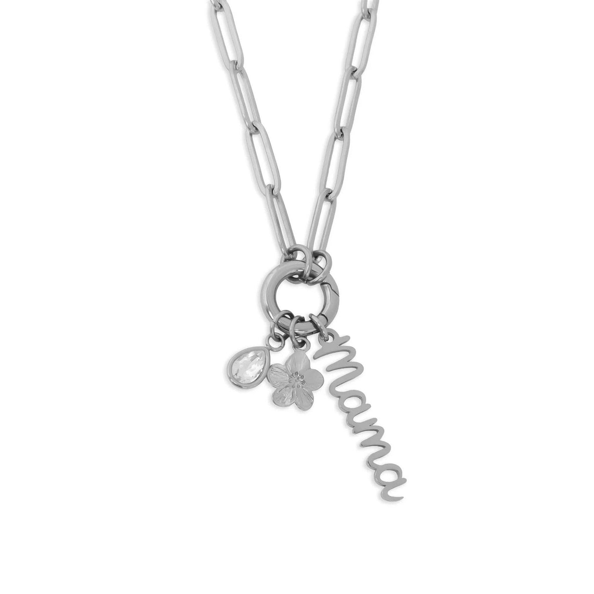 18K Gold Stainless Steel Mama Charm Holder Necklace Gift Set