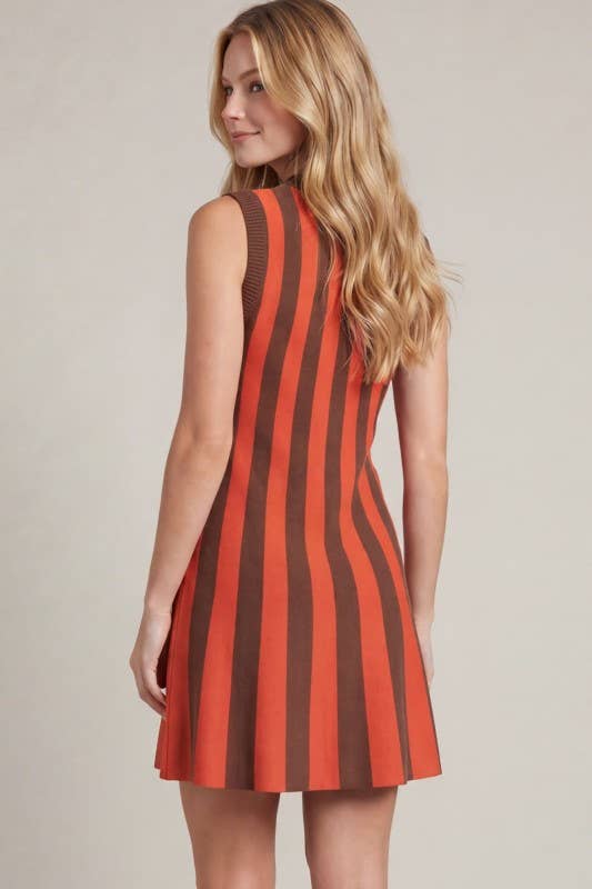 NEW SLEEVELESS STRIPED SWEATER MINI DRESS DR-85790