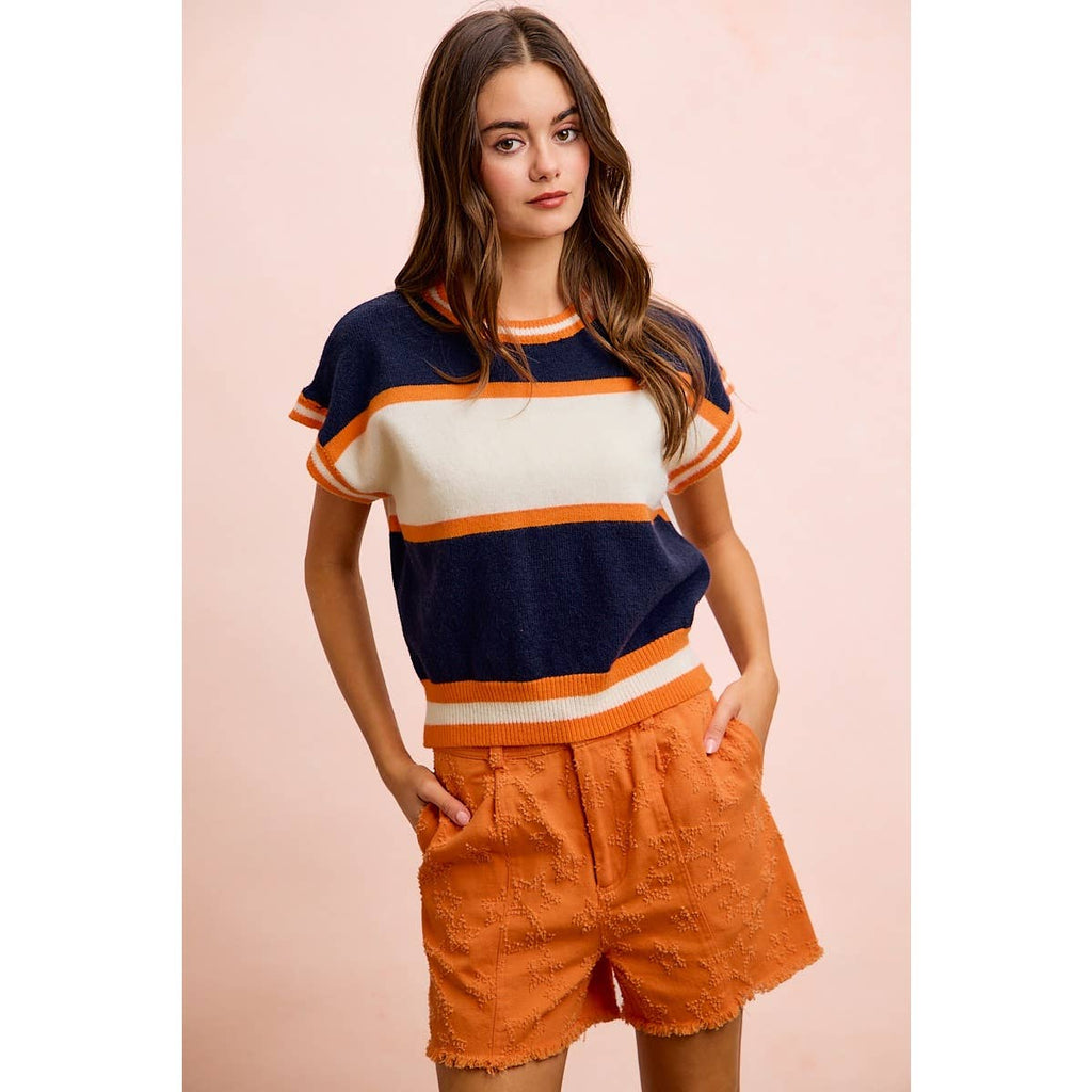 GAMEDAY THEME COLORBLOCK REALXED FIT KNIT TOP