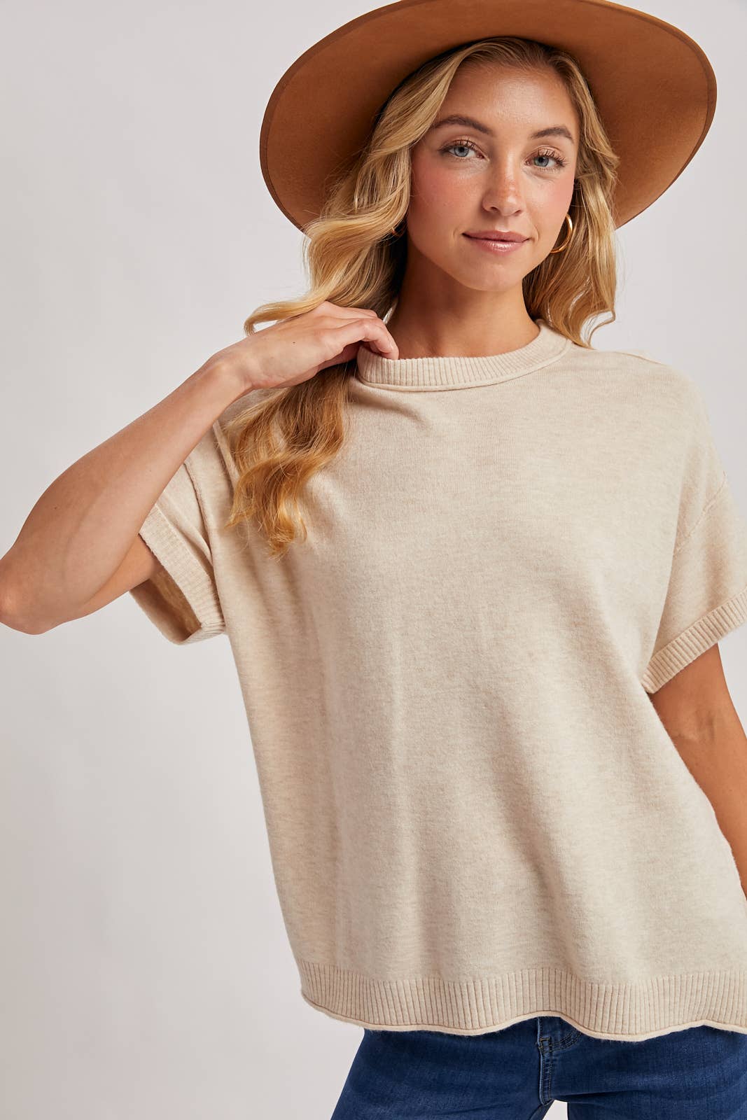CREW NECK KNIT T-SHIRT