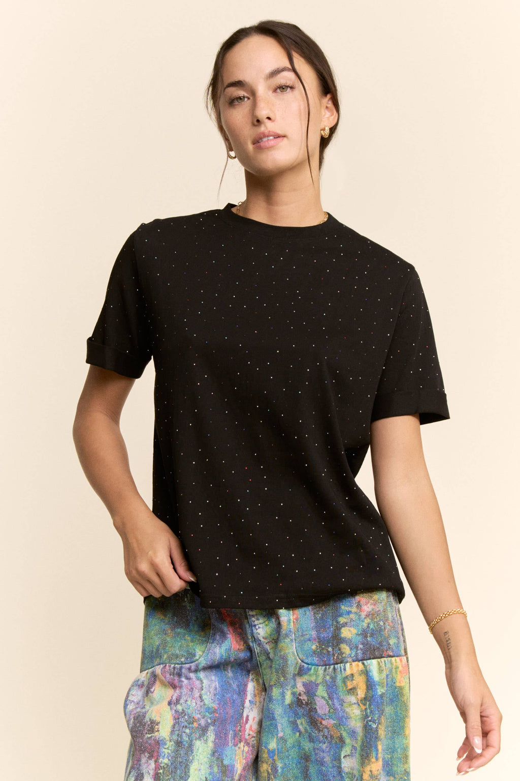 Rhinestone Relaxed Crewneck Tee