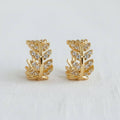 French Vintage Cubic Zirconia Leaf Stud Earrings