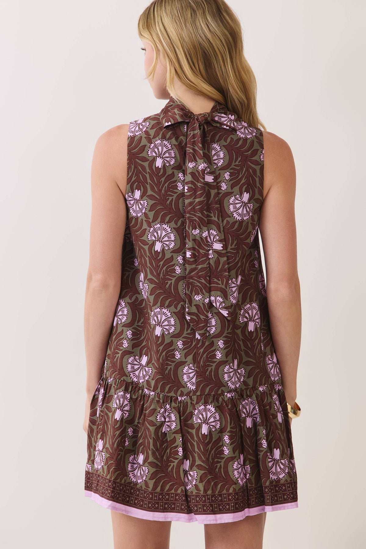 CD07412-Floral Mock Neck Shift Mini Dress