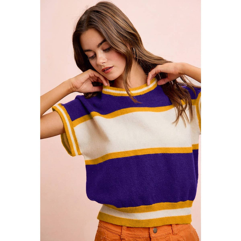 GAMEDAY THEME COLORBLOCK REALXED FIT KNIT TOP