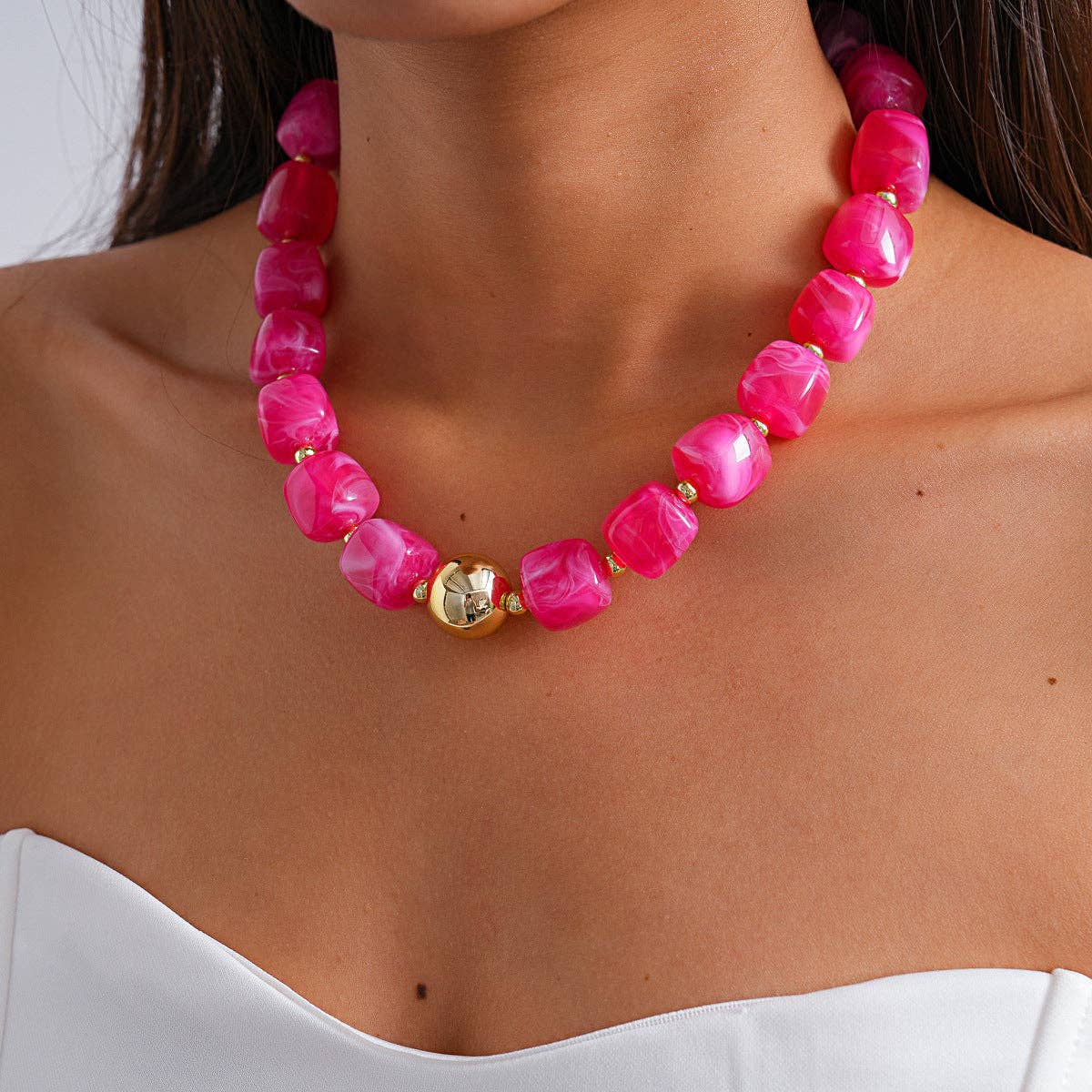 Oversized Acrylic Ombre Geometric Choker Artistic N6H060