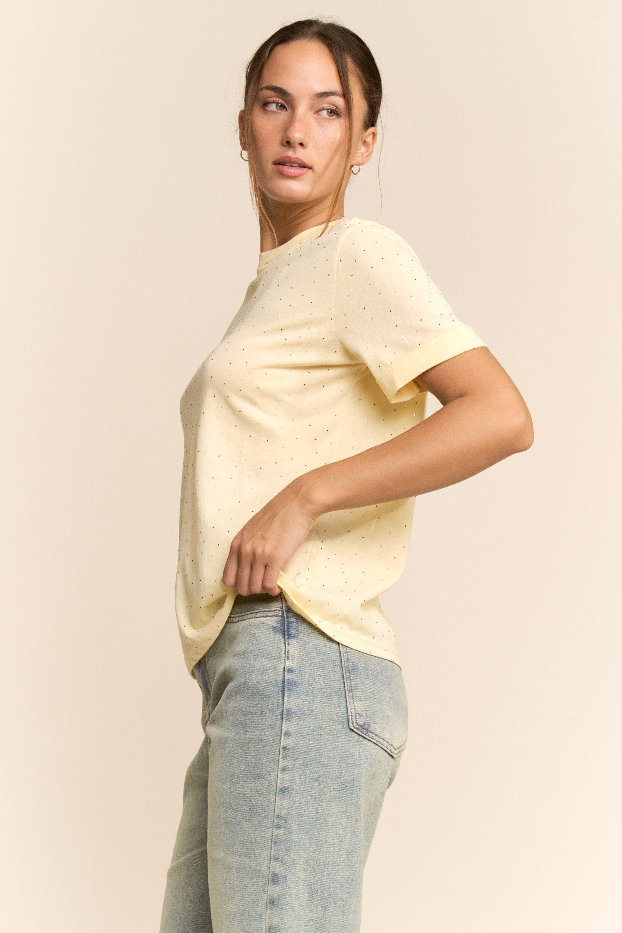 Rhinestone Relaxed Crewneck Tee