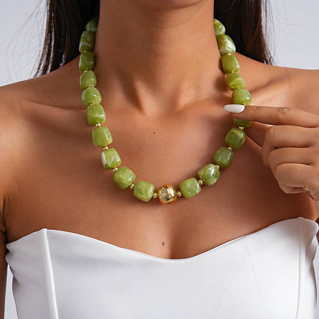 Oversized Acrylic Ombre Geometric Choker Artistic N6H060