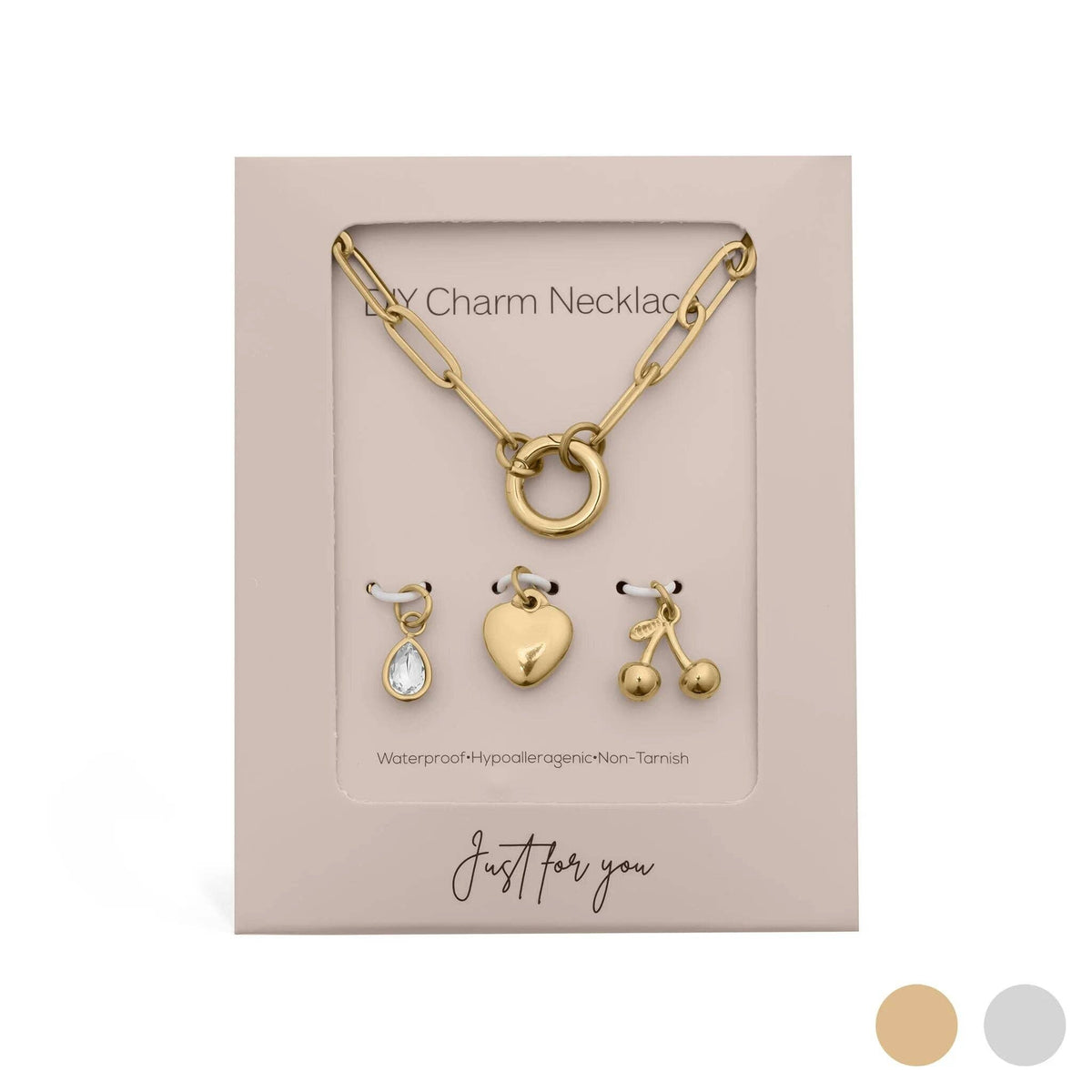 18K Gold Cherry Love Charm Holder Necklace Gift Set