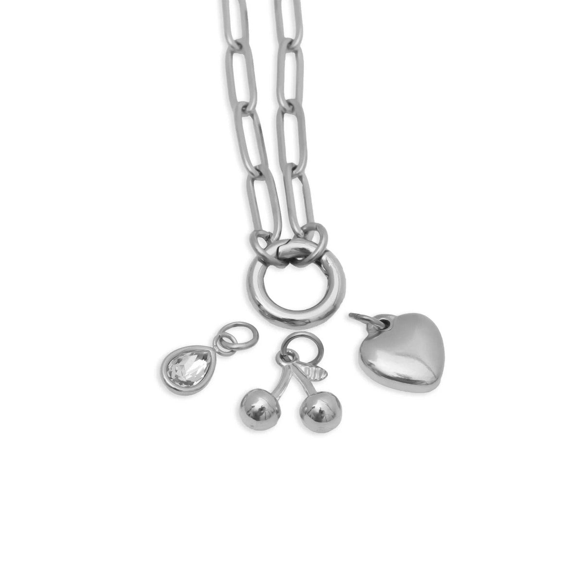 18K Gold Cherry Love Charm Holder Necklace Gift Set