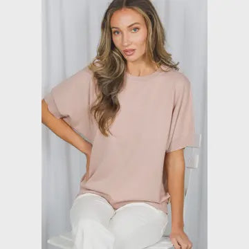 Crew Neck Short Sleeve Lightweight Sweater