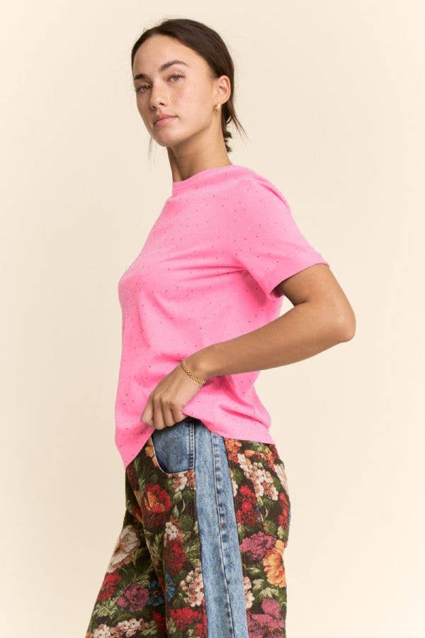 Rhinestone Relaxed Crewneck Tee