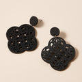 Moroccan Ornate Filigree Wooden Earrings in Earthy Tones