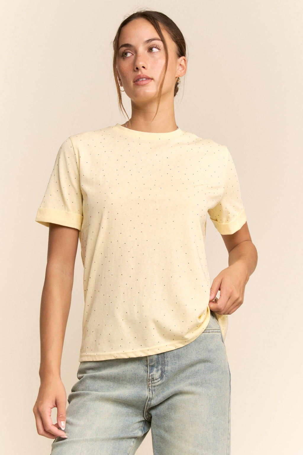 Rhinestone Relaxed Crewneck Tee