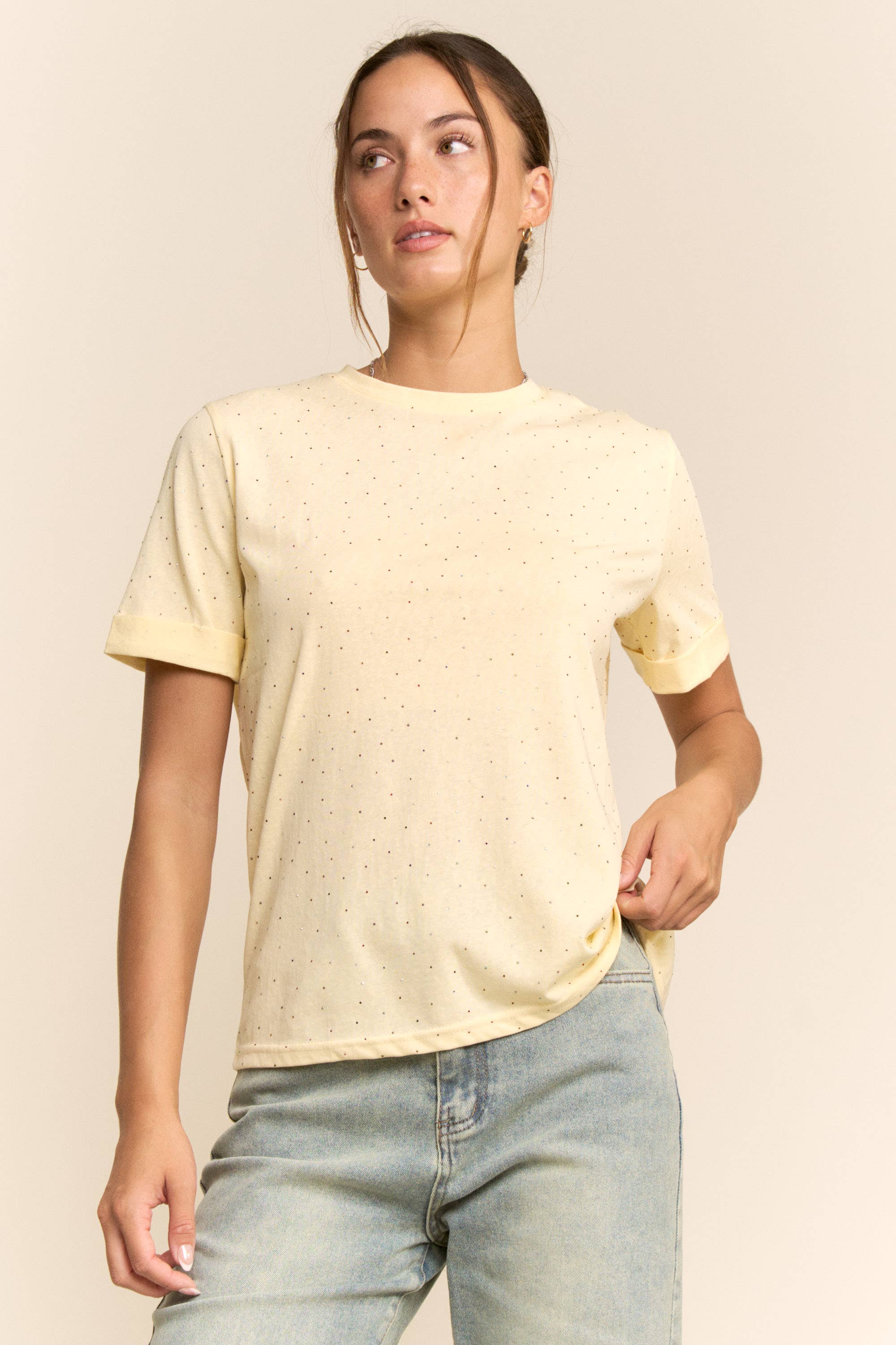 Rhinestone Relaxed Crewneck Tee