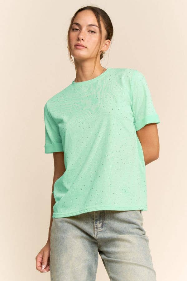 Rhinestone Relaxed Crewneck Tee