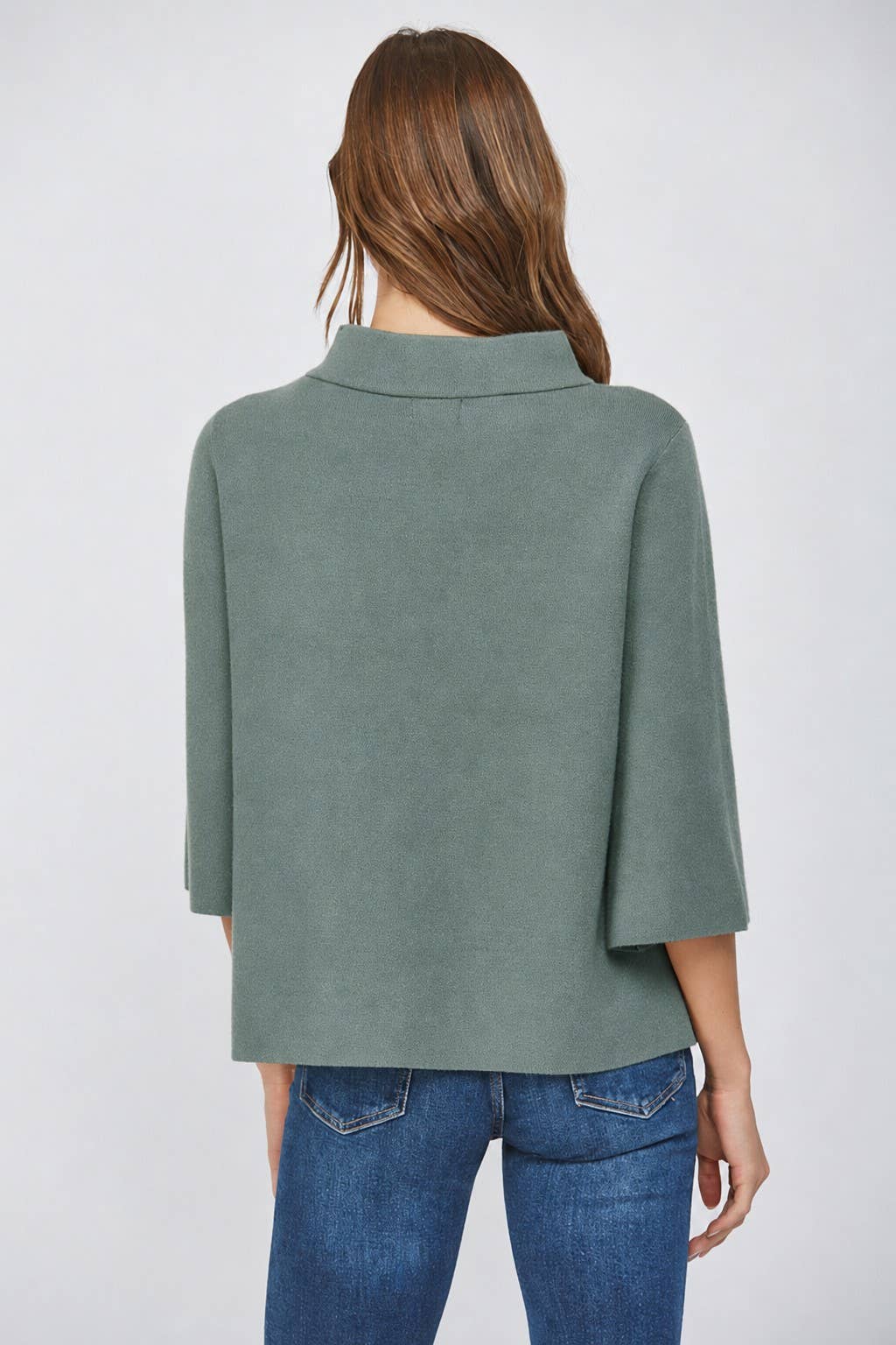 MOCK NECK PULL OVER SWEATER/BELL SLEEVE