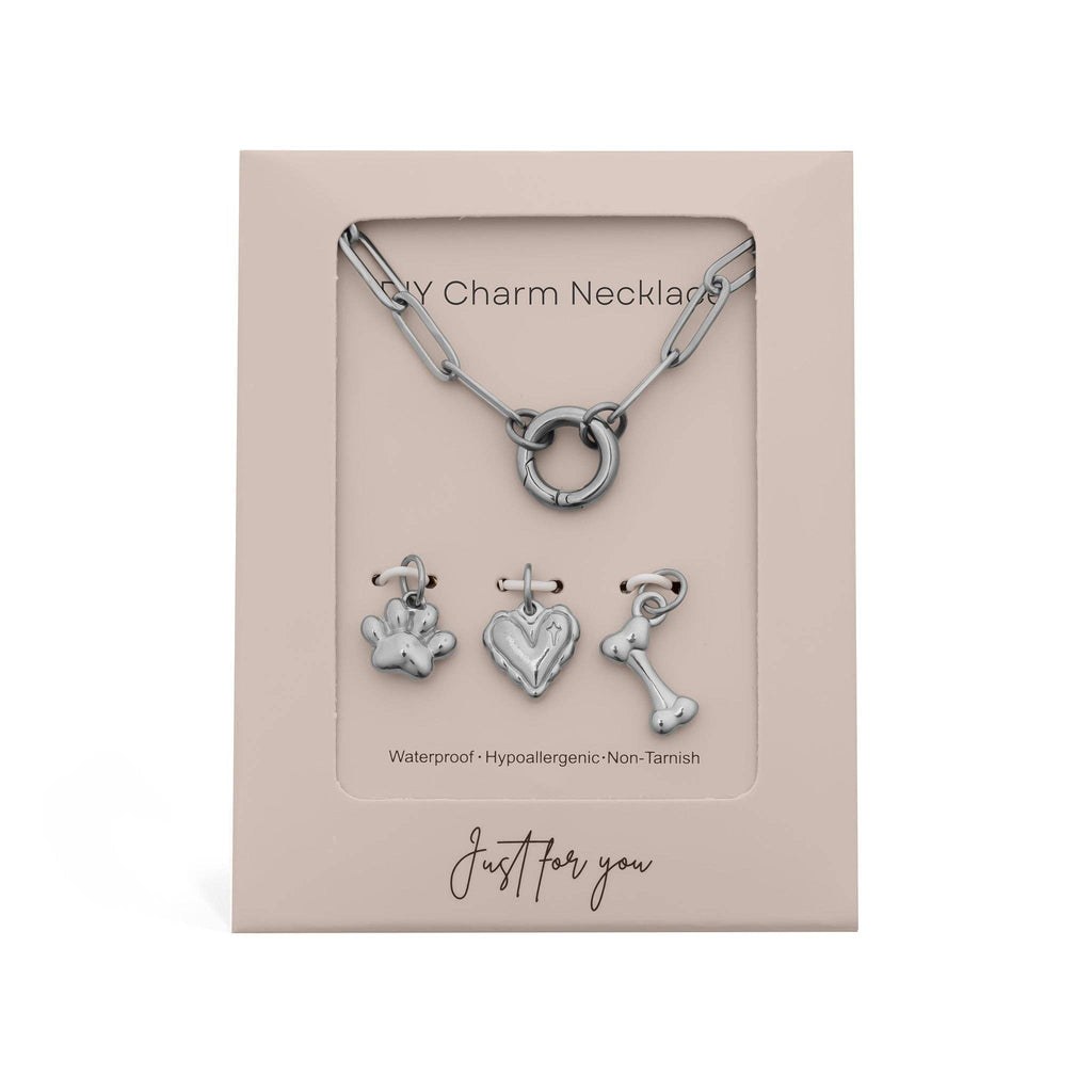 18K Gold Stainless Steel Pet Charm Holder Necklace Gift Set