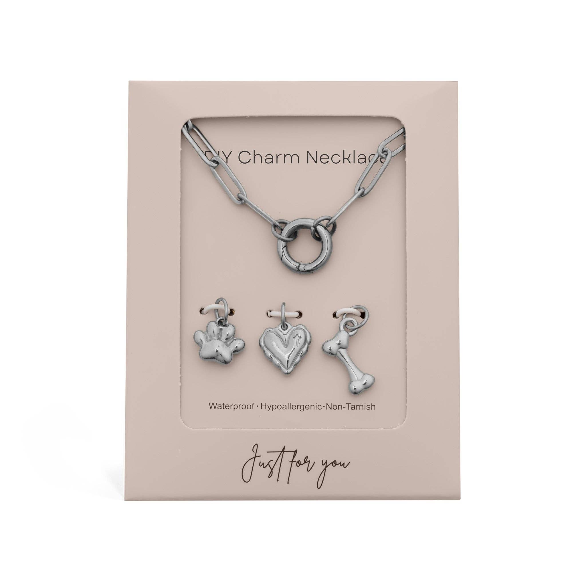 18K Gold Stainless Steel Pet Charm Holder Necklace Gift Set
