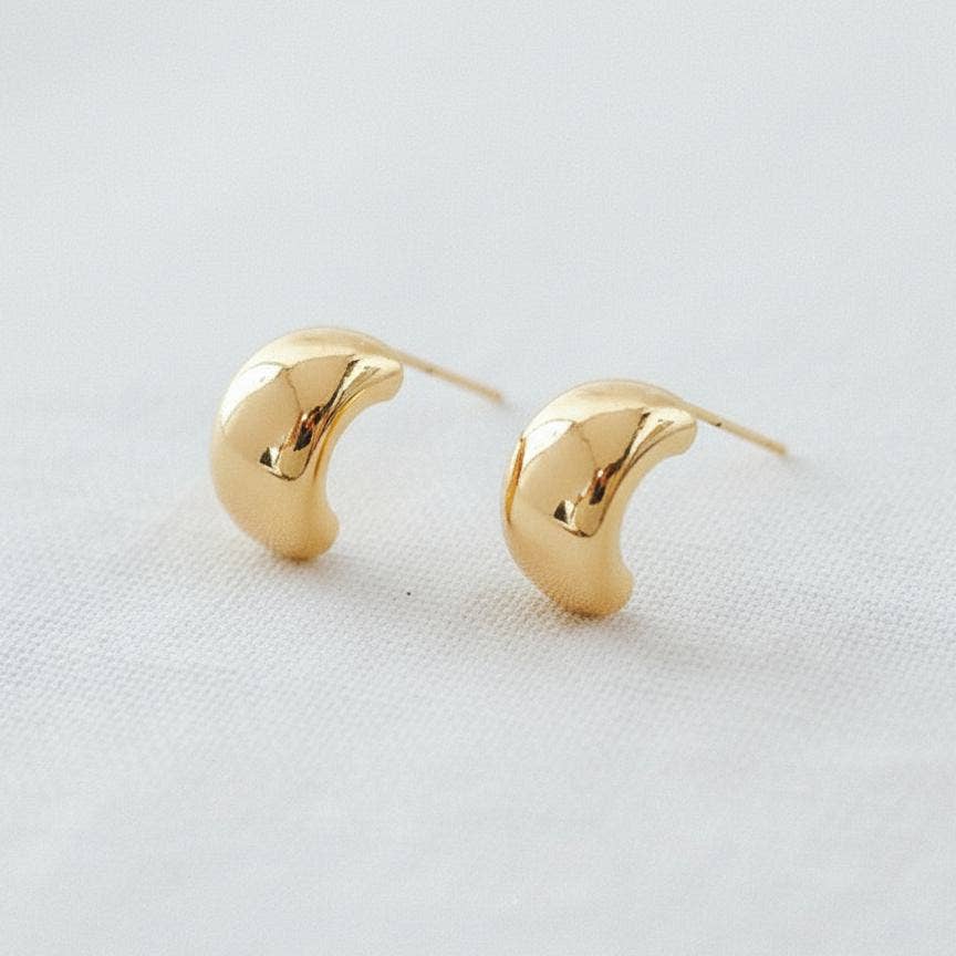 Gold Plated C-Shape Stud Earrings