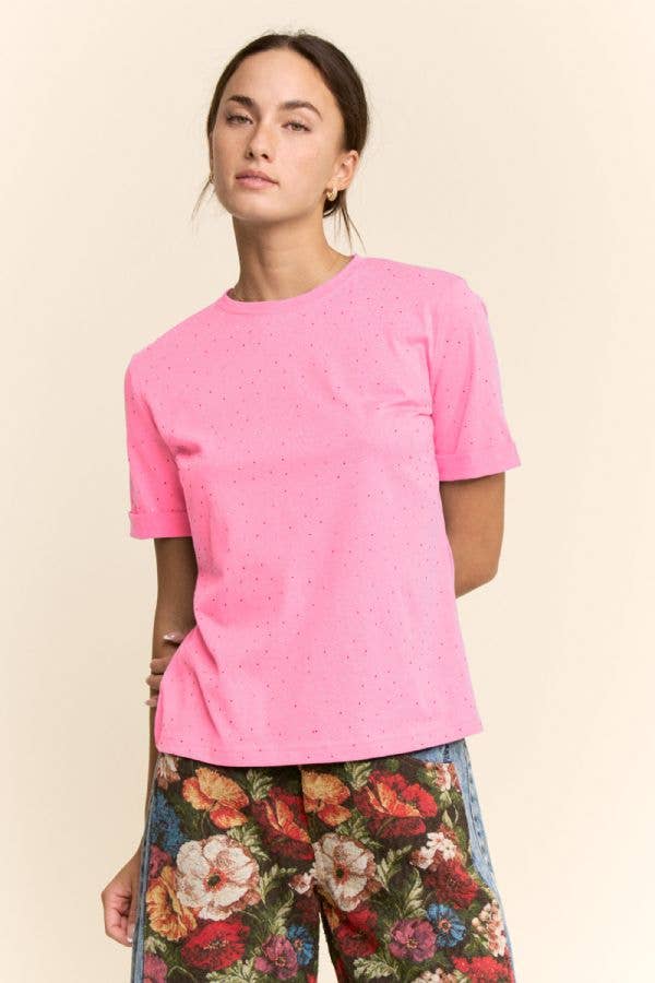 Rhinestone Relaxed Crewneck Tee