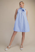Ruffle Neck Tie Sleeveless Mini Dress