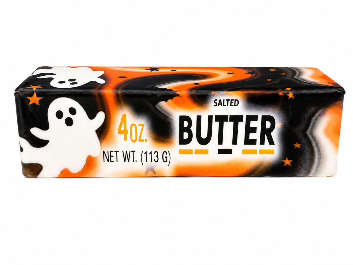 Halloween Ghost Butter Squishy â€“ Orange & Black Slow Rise Butter Toy