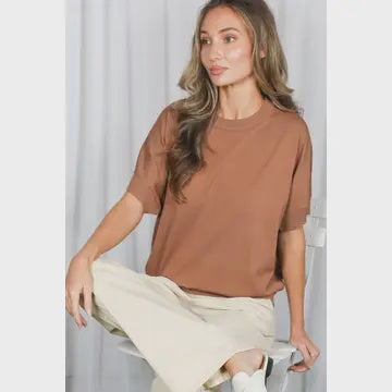 Crew Neck Short Sleeve Lightweight Sweater