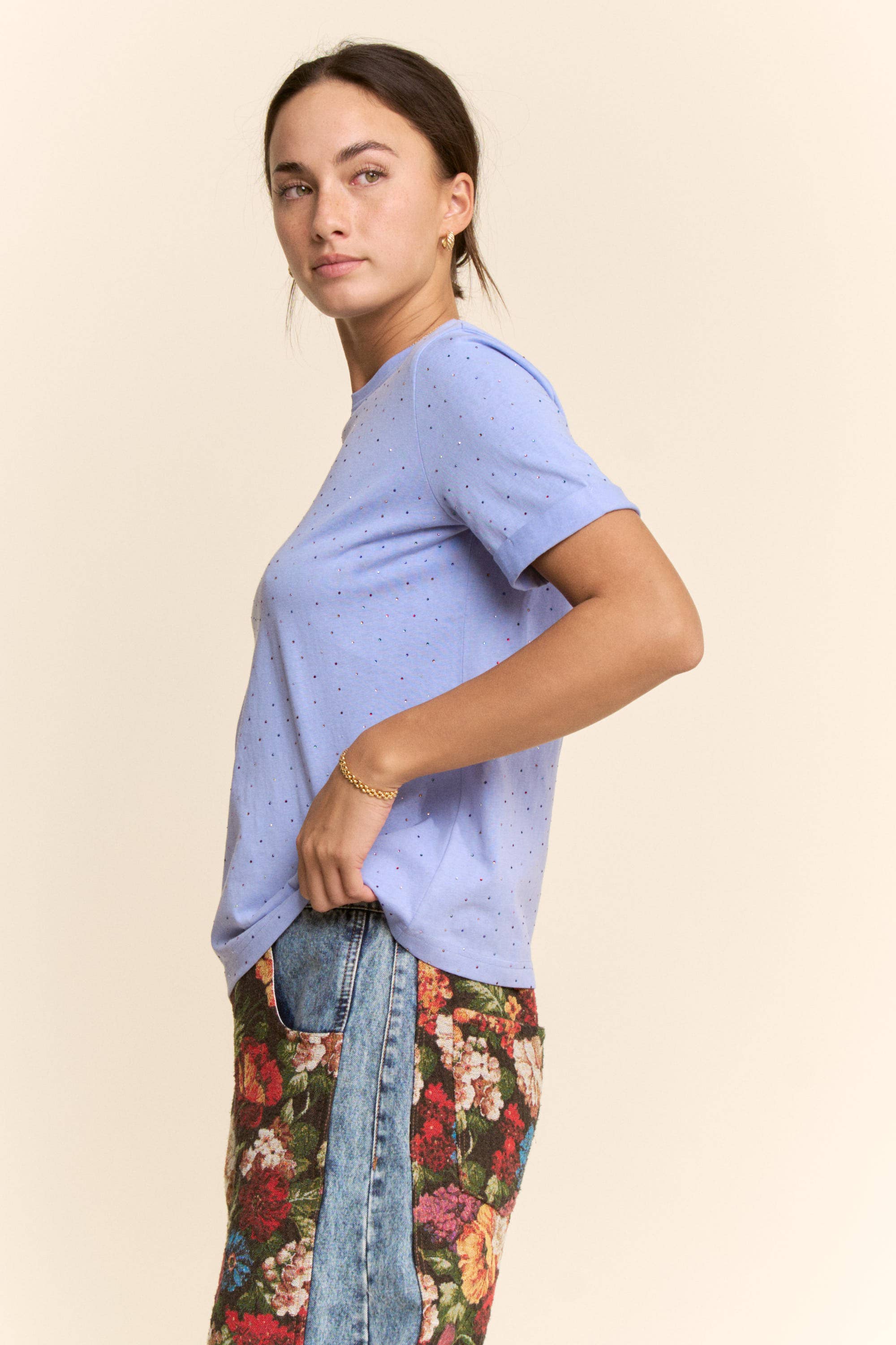 Rhinestone Relaxed Crewneck Tee