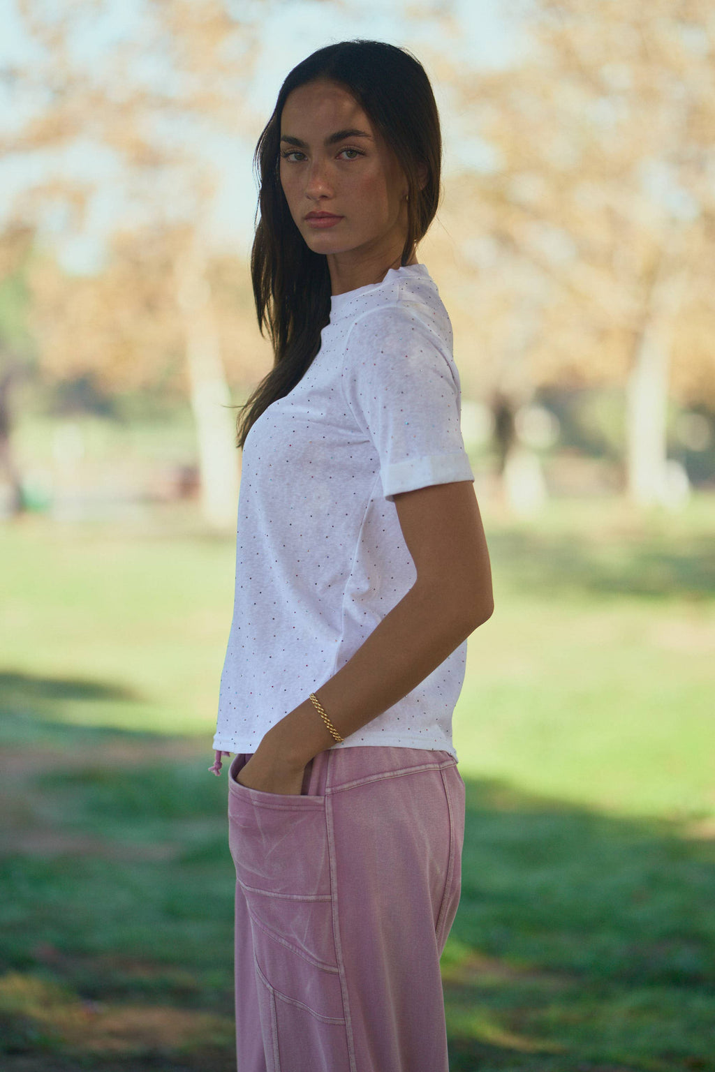 Rhinestone Relaxed Crewneck Tee