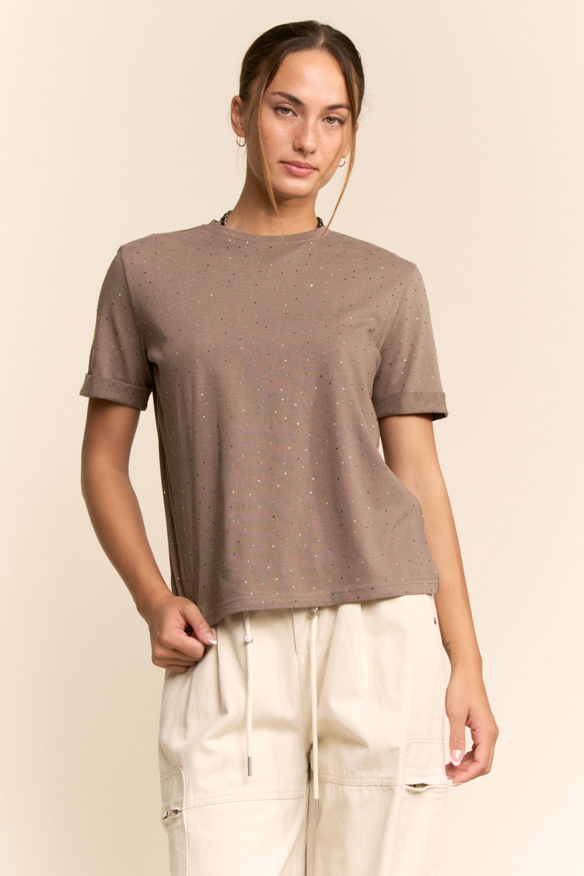 Rhinestone Relaxed Crewneck Tee