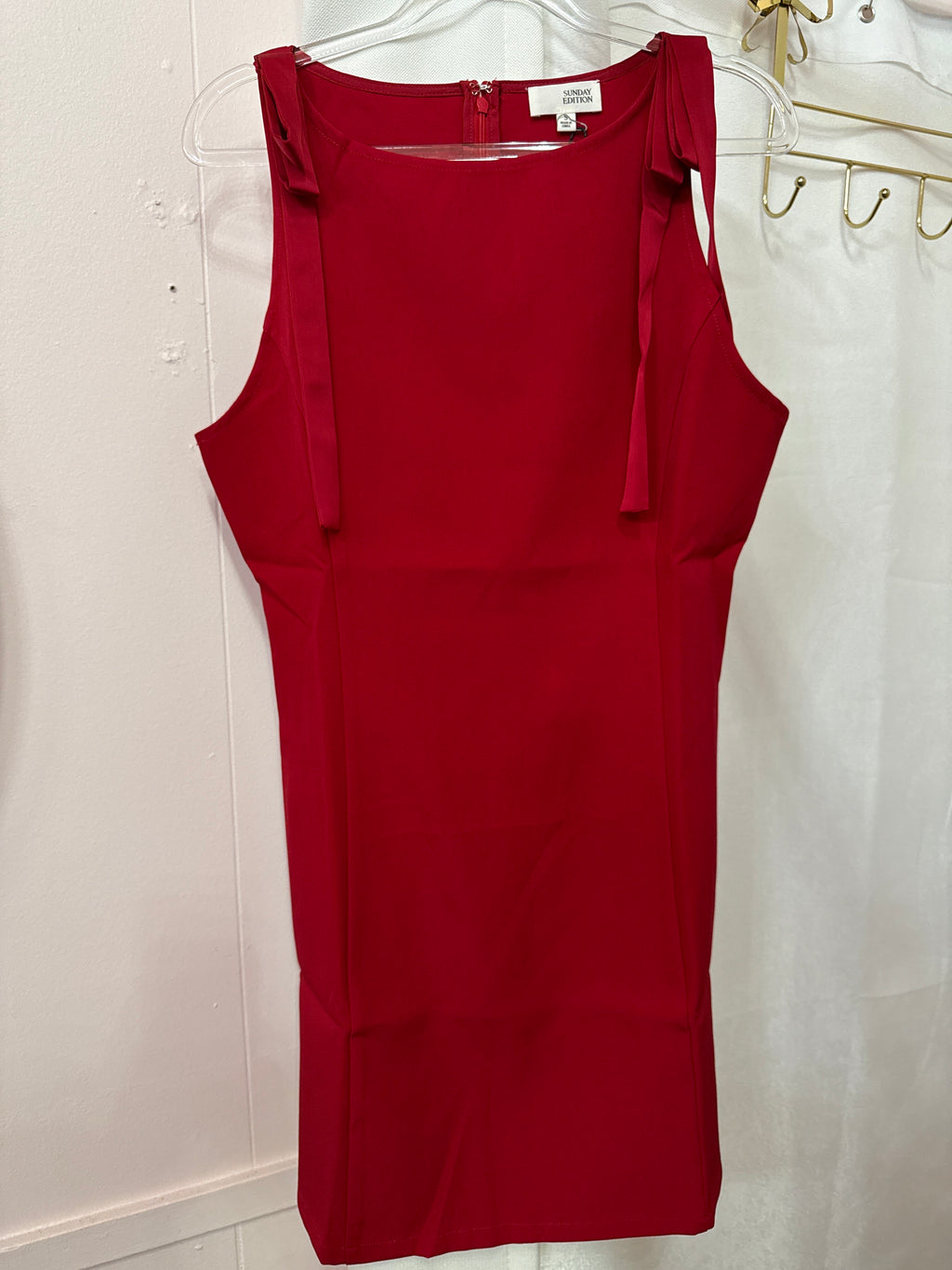 Boat Neck Shoulder Ties Sleeveless mini dress