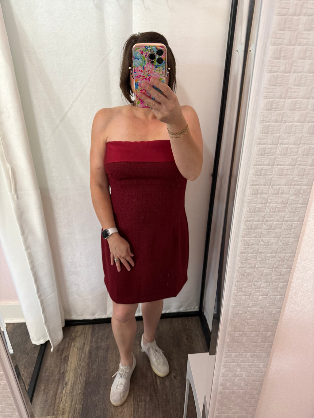 Strapless Mini Dress in Crimson