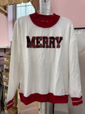 Plaid “Merry” White Longsleeve Top