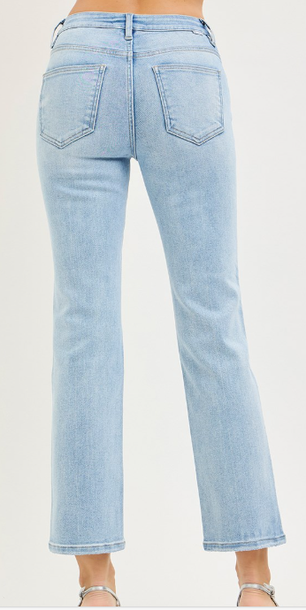 TUMMY CONTROL HIGH RISE CROP STRAIGHT JEANS PSC21045 LIGHT
