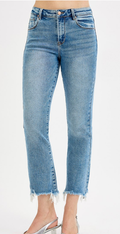 HIGH RISE CROP STRAIGHT SLIM JEANS PSC21301 MEDIUM