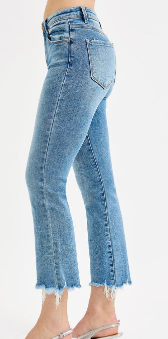 HIGH RISE CROP STRAIGHT SLIM JEANS PSC21301 MEDIUM