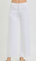 TUMMY CONTROL MID RISE ANKLE STRAIGHT RAW HEM PANTS PSA21667 WHITE