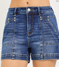 HIGH RISE SHORTS FEATURING DECORATIVE SEAM DETAILS