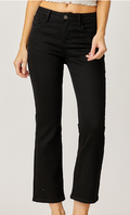 MID RISE CROP STRAIGHT JEANS BLACK