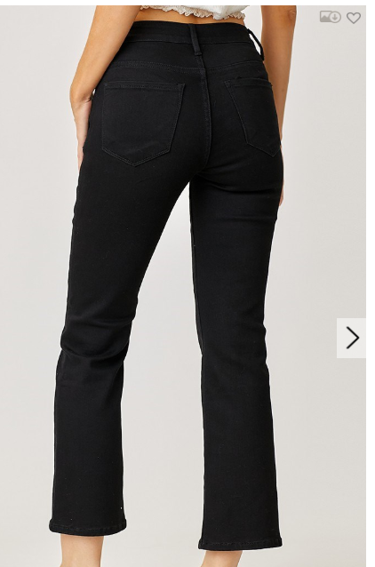 MID RISE CROP STRAIGHT JEANS BLACK