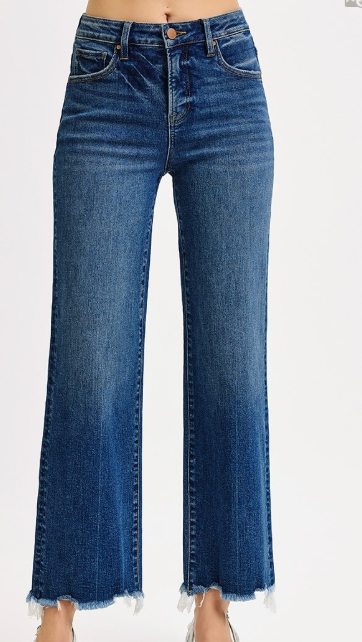 TUMMY CONTROL HIGH RISE ANKLE STRAIGHT JEANS DARK