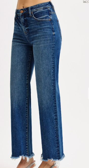 TUMMY CONTROL HIGH RISE ANKLE STRAIGHT JEANS DARK