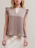 Satin Ruffle Top, 100% Polyester