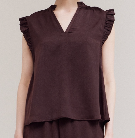 Satin Ruffle Top, 100% Polyester