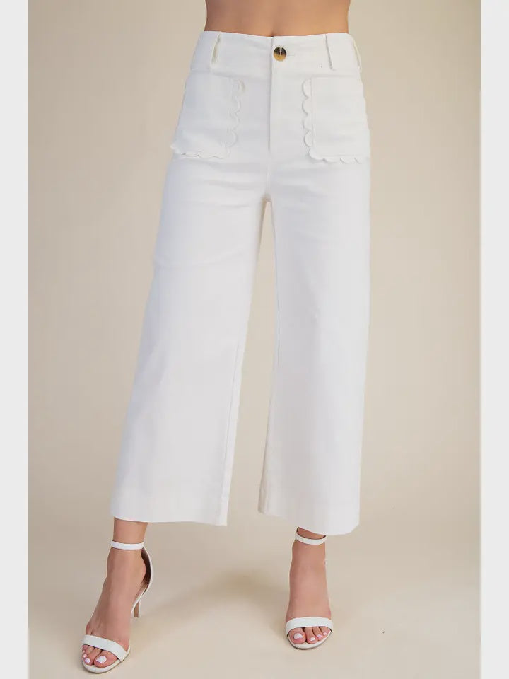 Colette Wide-Leg Scallop Pocket Pants - Reorder Friendly