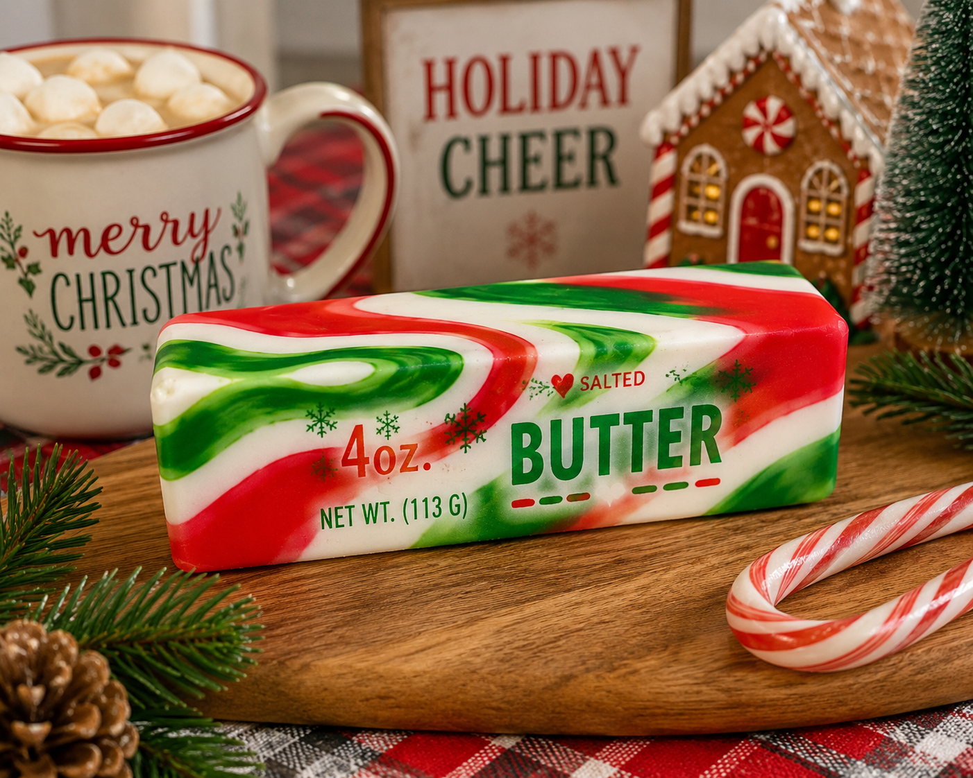 Holiday Swirl Butter Squishy â€“ Christmas Candy Cane Slow Rise Sensory Toy