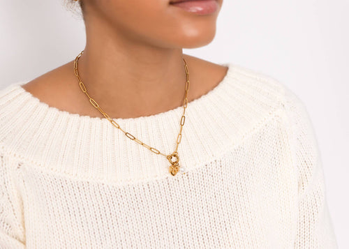 18K Gold Stainless Steel Bow Charm Holder Necklace Gift Set