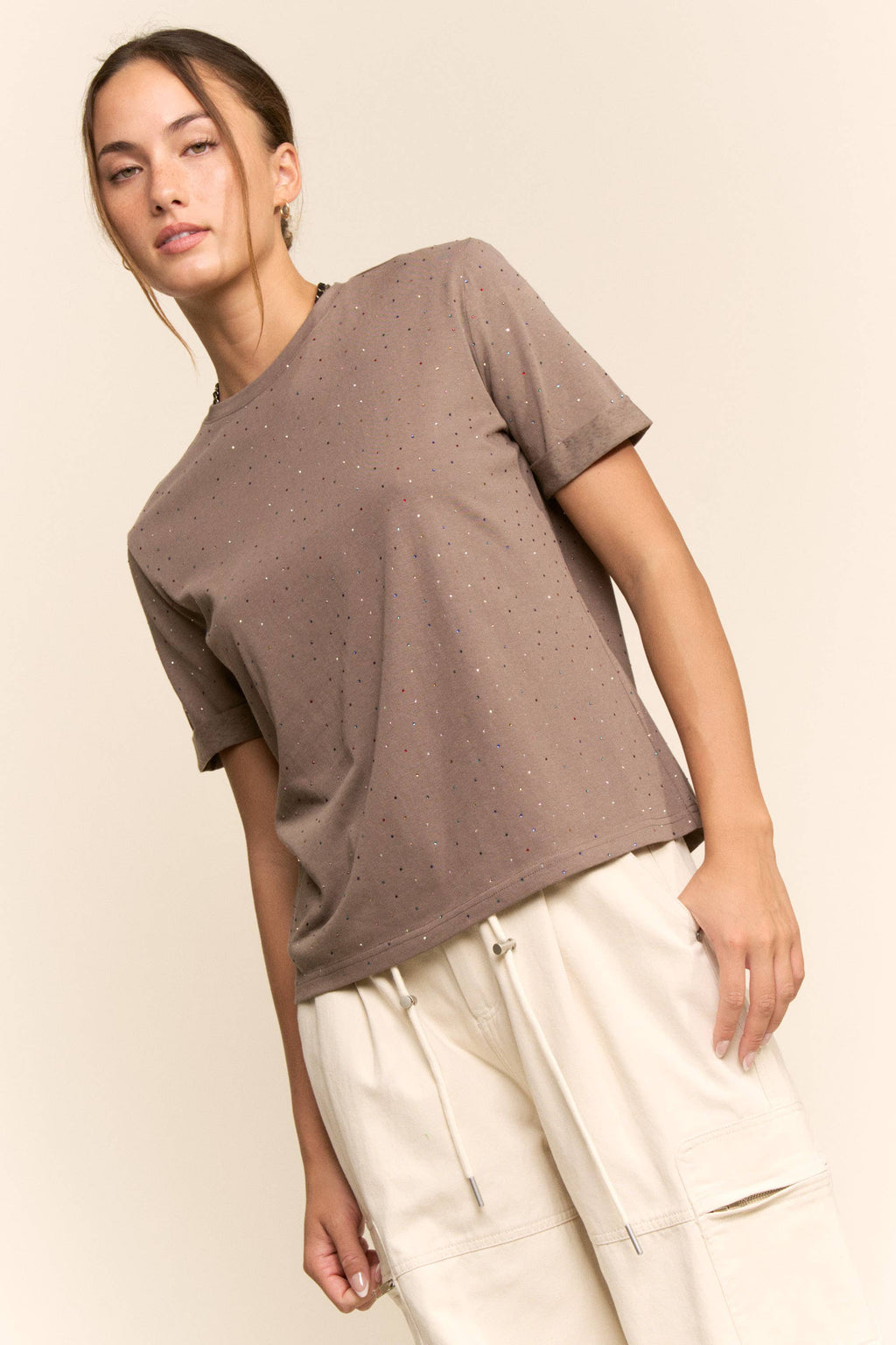 Rhinestone Relaxed Crewneck Tee