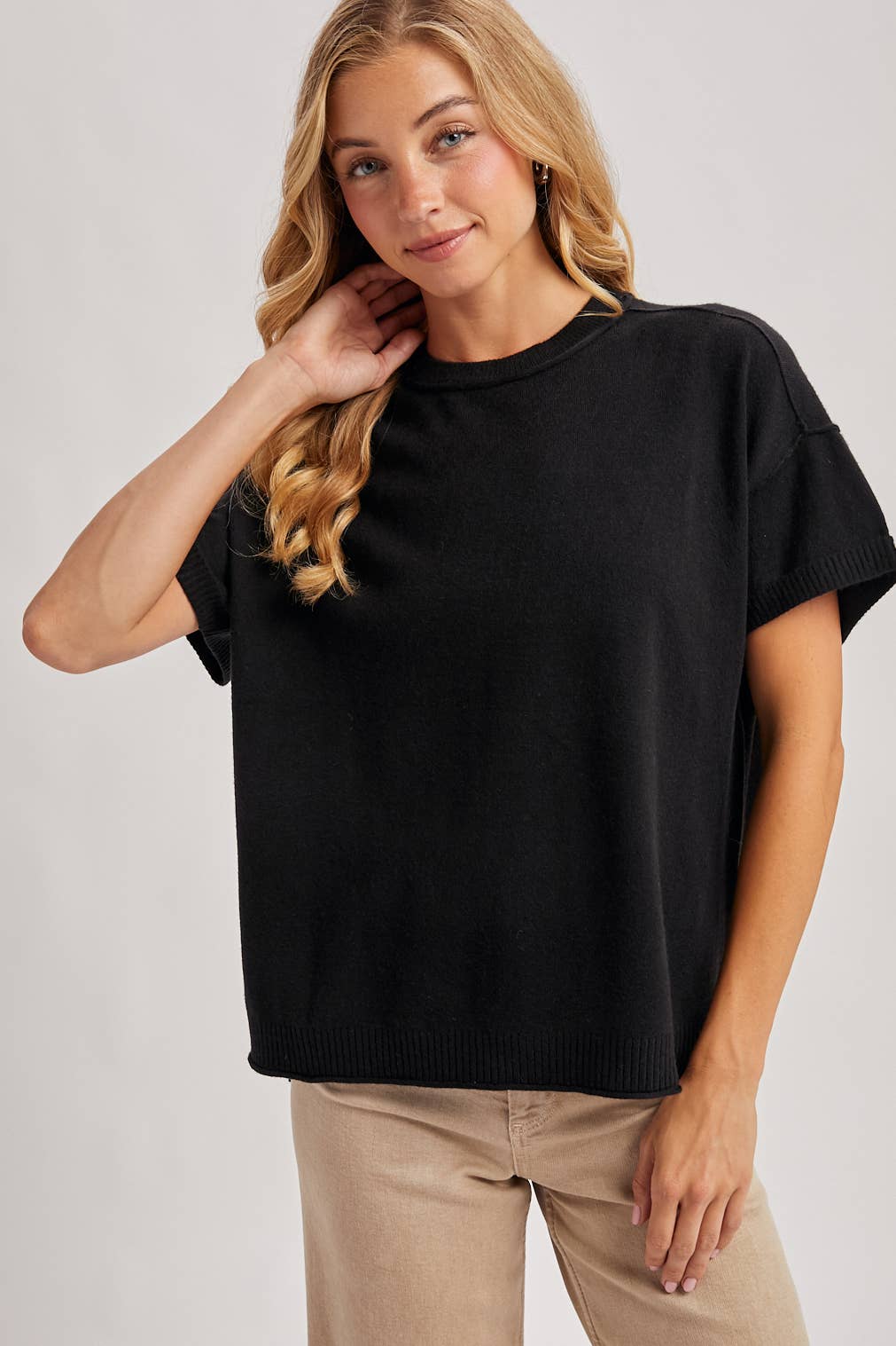 CREW NECK KNIT T-SHIRT